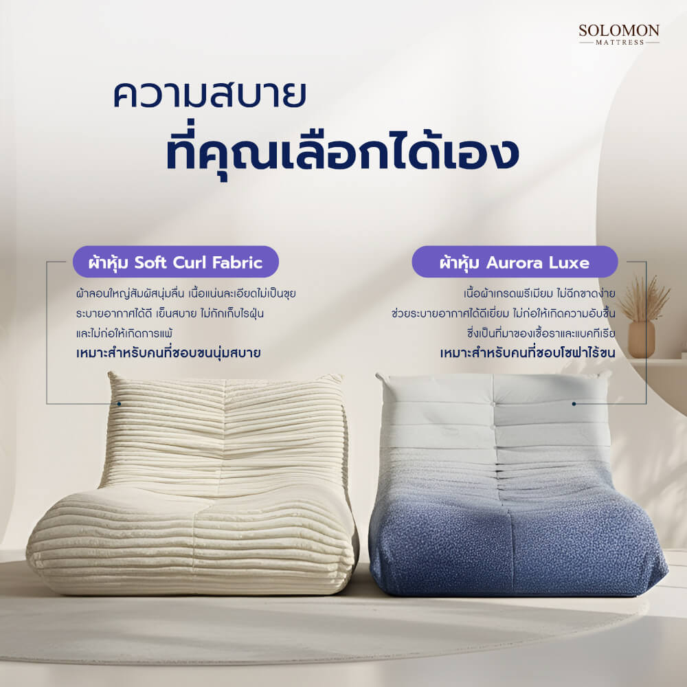 SOLOMON โซฟา โซฟาหนอนนุ่ม รุ่น MORI สีฟ้า